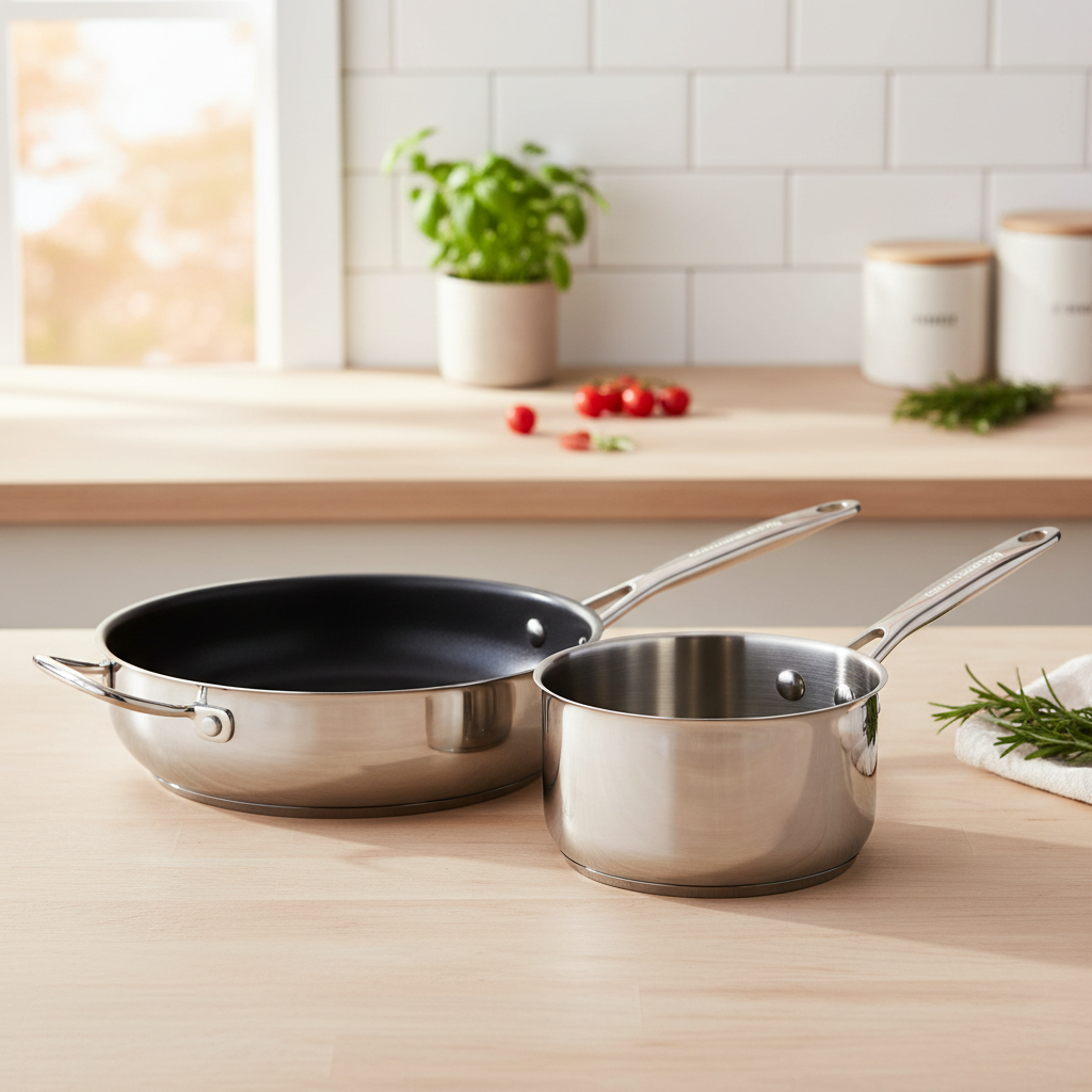 Stainless Steel Non-Stick Cookware Set – Frying Pan and Milk Pot